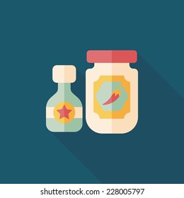 kitchenware hot sauce flat icon with long shadow,eps10