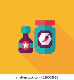 kitchenware hot sauce flat icon with long shadow,eps10
