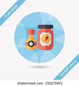 kitchenware hot sauce flat icon with long shadow,eps10