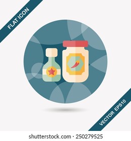 kitchenware hot sauce flat icon with long shadow,eps10