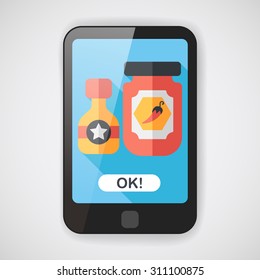 kitchenware hot sauce flat icon with long shadow,eps10