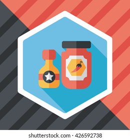 kitchenware hot sauce flat icon with long shadow,eps10