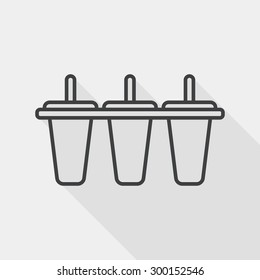 kitchenware ice maker flat icon with long shadow, line icon