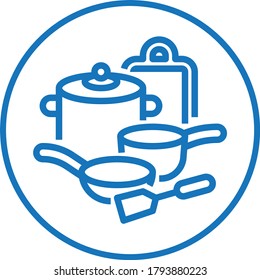 Kitchenware Icon. Kitchen Tools Icon Vector (blue Version)