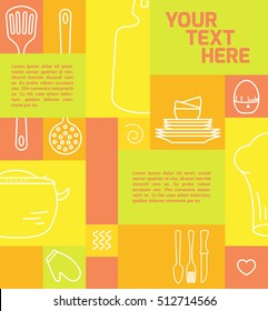 Kitchenware icon line art style on color tile. Blank space for text.