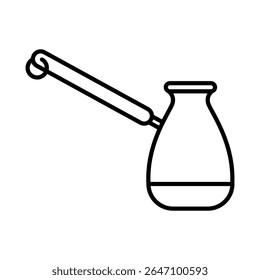 Сezve. Kitchenware icon. Line vector kitchen utensil and tool. Cutlery illustration