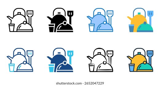Kitchenware icon set multiple style collection 
