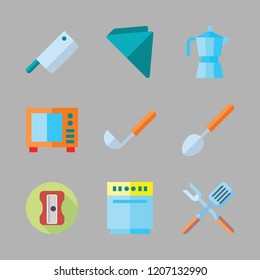 kitchenware icon set. vector set about napkin, microwave, kettle and sharpener icons set.