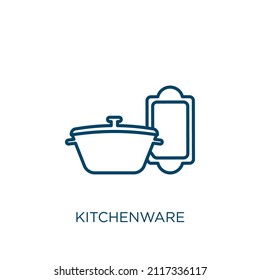 kitchenware icon. Thin linear kitchenware outline icon isolated on white background. Line vector kitchenware sign, symbol for web and mobile