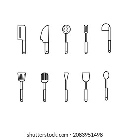 Kitchenware icon vector set. Kitchen illustration sign collection. Kitchen tools symbol or logo.