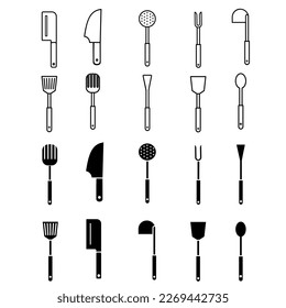 Kitchenware icon vector set. Kitchen illustration sign collection. Kitchen tools symbol or logo.