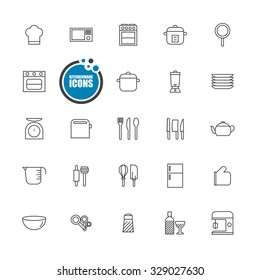 kitchenware icons line set