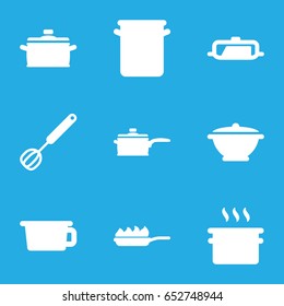 Kitchenware icons set. set of 9 kitchenware filled icons such as pan, corolla, pan-fry
