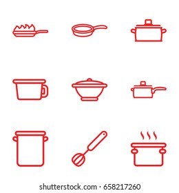 Kitchenware icons set. set of 9 kitchenware outline icons such as corolla, pan, pan-fry