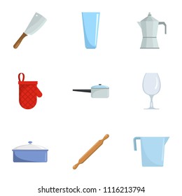 Kitchenware icons set. Cartoon set of 9 kitchenware vector icons for web isolated on white background