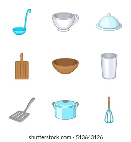 Kitchenware icons set. Cartoon illustration of 9 kitchenware vector icons for web