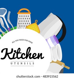 Kitchenware icons vector set.Steel kitchen household cutlery, cooking equipment