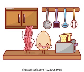 kitchenware and ingredients cartoon
