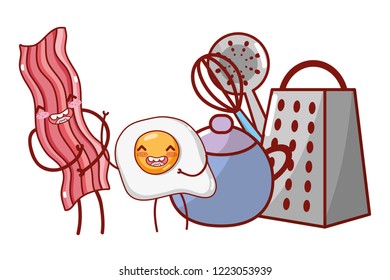 kitchenware and ingredients cartoon