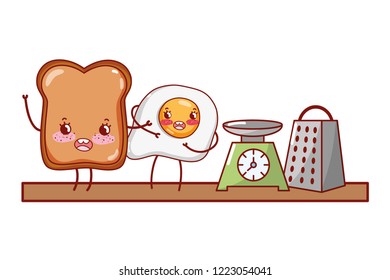 kitchenware and ingredients cartoon