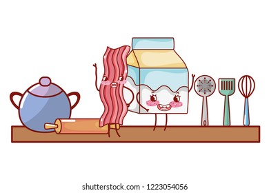 kitchenware and ingredients cartoon