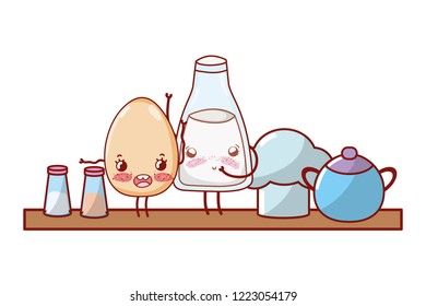 kitchenware and ingredients cartoon