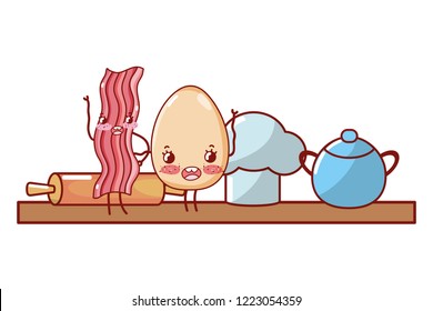 kitchenware and ingredients cartoon
