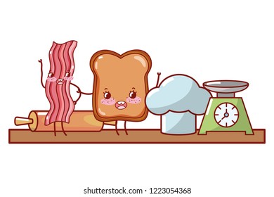 kitchenware and ingredients cartoon