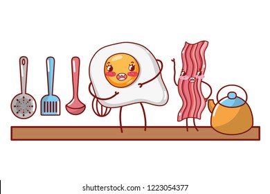 kitchenware and ingredients cartoon