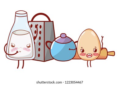 kitchenware and ingredients cartoon
