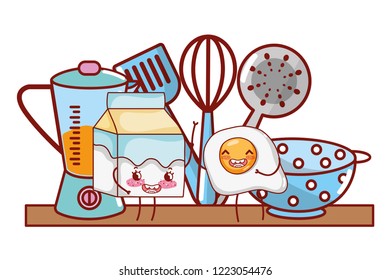 kitchenware and ingredients cartoon