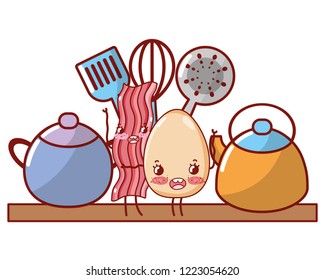 kitchenware and ingredients cartoon