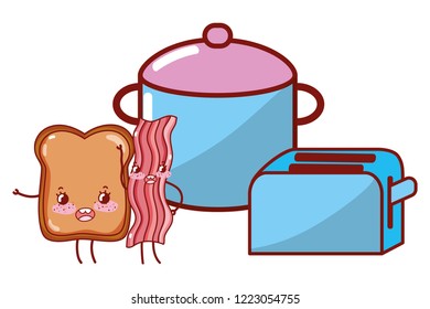 kitchenware and ingredients cartoon