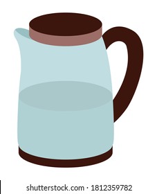 Kitchenware isolated icon of electronic kitchen kettle. Jug with lid, container filled with water. Jar with filter for liquids. Equipment for home or office. Contemporary appliances, vector in flat