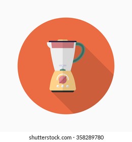 Kitchenware juicer flat  icon with long shadow,circle,eps10,interface,button