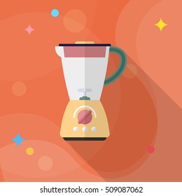 Kitchenware juicer flat  icon with long shadow,circle,eps10,interface,button