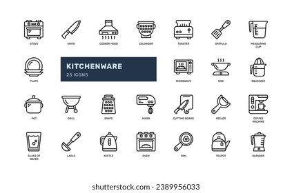 kitchenware kitchen utensil equipment for cooking or cookware household or restaurant detailed outline line icon