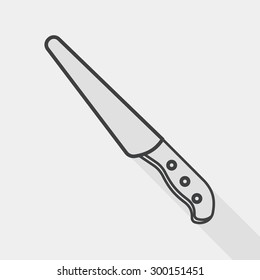 kitchenware knife flat icon with long shadow, line icon