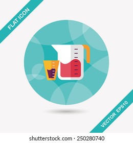 kitchenware measuring cup flat icon with long shadow,eps10