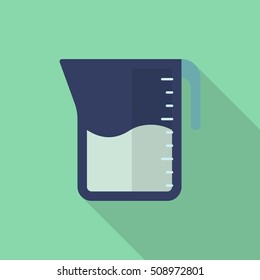 Kitchenware measuring cups flat  icon with long shadow,circle,eps10,interface,button
