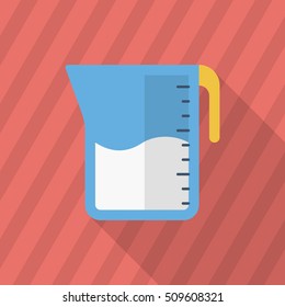 Kitchenware measuring cups flat  icon with long shadow,circle,eps10,interface,button