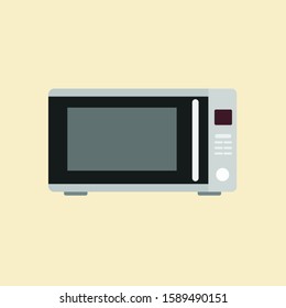 Kitchenware microwave oven flat icon. Flat illustration of modern microwave vector. Household appliance to heat and defrost food, for cooking, with timer and buttons