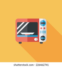 Kitchenware microwave oven flat icon with long shadow, eps10