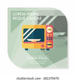 Kitchenware microwave oven flat icon with long shadow, eps10
