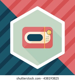 Kitchenware microwave oven flat icon with long shadow, eps10