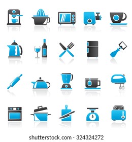 Kitchenware objects and equipment icons - vector icon set