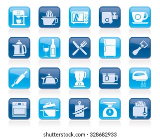 Kitchenware objects and equipment icons - vector icon set
