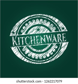Kitchenware on chalkboard