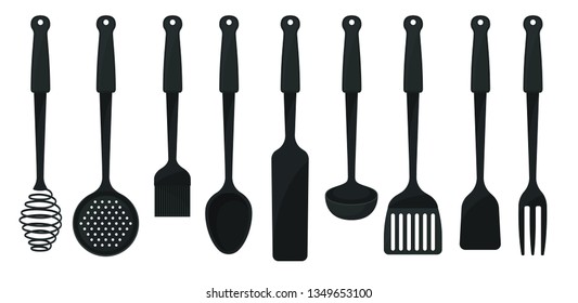 Kitchenware on white background. Cooking tools concept.