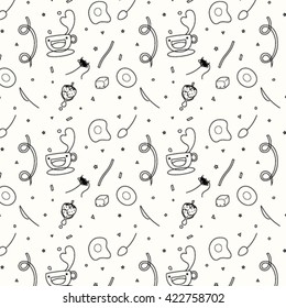 Kitchenware Outline Pattern Background